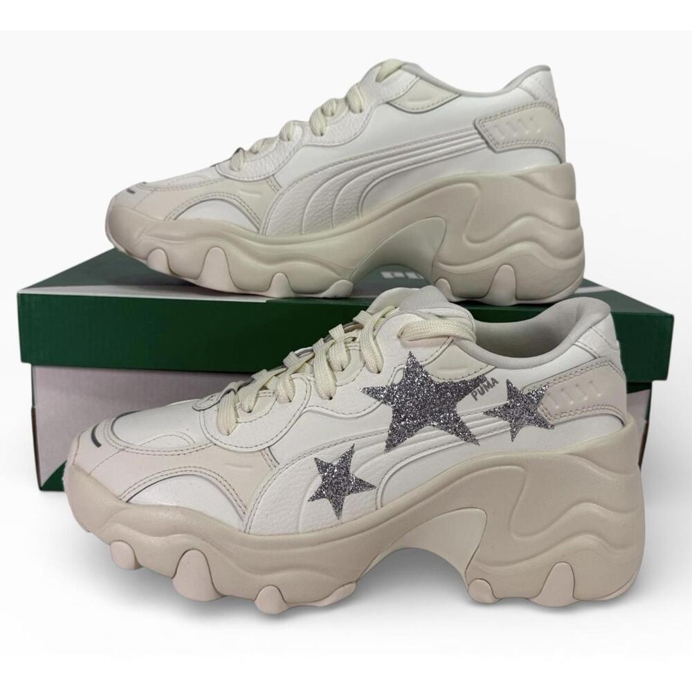 PUMA Pulsar Wedge CN Glitter Star IVORY Sneaker 398675  Women's Shoe Size 9